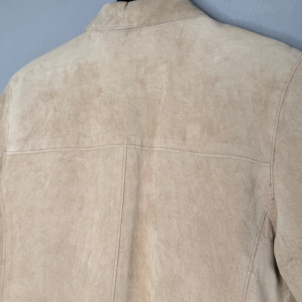 LORD & TAYLOR Tan Suede Leather Jacket Women's Size L Classic Style - Picture 10 of 14